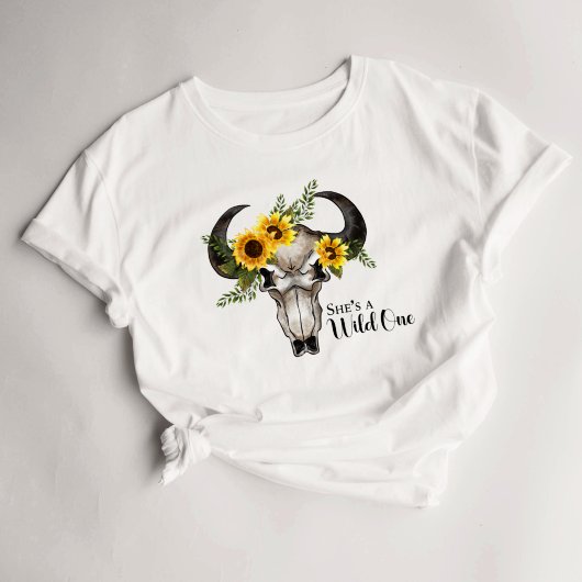 Witchy Wicca Pagan Flower Skull Horns T-Shirt