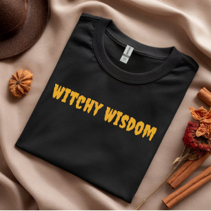 Witchy Wisdom Halloween oranje typografie T-shirt