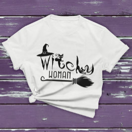 Witchy Woman Black Cat Halloween Witch Graphic T-s T-shirt