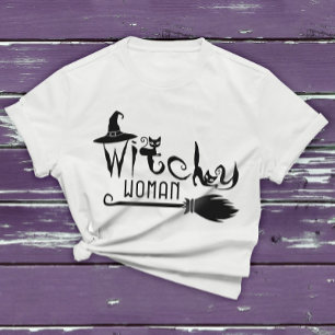 Witchy Woman Black Cat Halloween Witch Graphic T-s T-shirt