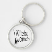 Witchy Woman Halloween Broom Sleutelhanger (Voorkant)