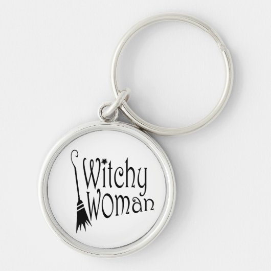 Witchy Woman Halloween Broom Sleutelhanger (Voorkant)