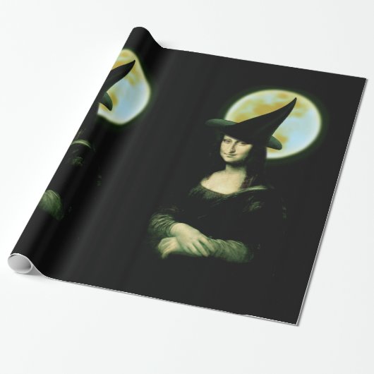 Witchy Woman Mona Lisa Halloween Cadeaupapier (Uitgerold)