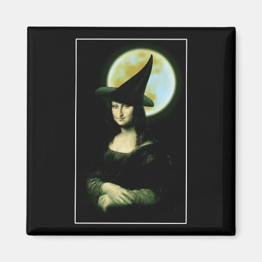 Witchy Woman Mona Lisa Halloween Magneet (Voorkant)