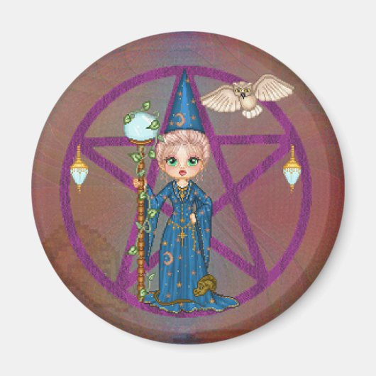 Witchy Woman Penctacle Pixel Art Magneet (Voorkant)