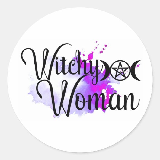 Witchy Woman Watercolor Ronde Sticker (Voorkant)