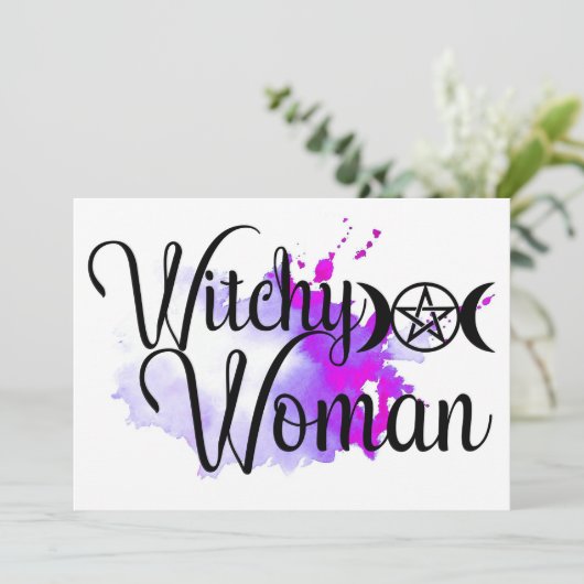 Witchy Woman Waterverf Bedankkaart (Staand voorkant)