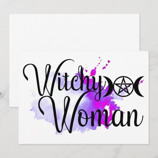 Witchy Woman Waterverf Bedankkaart (Voorkant / Achterkant)