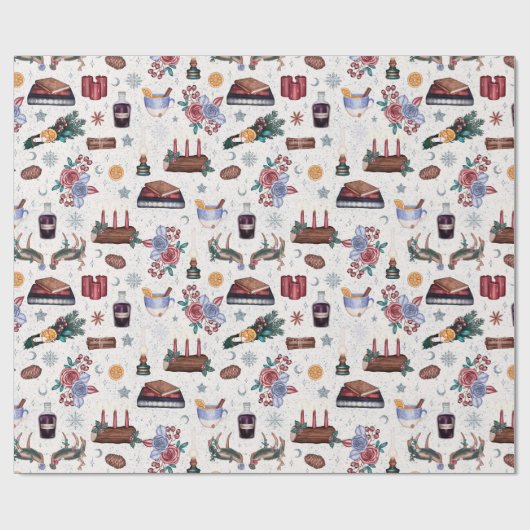 Witchy Yule kerstagepapier Cadeaupapier (Vlak)