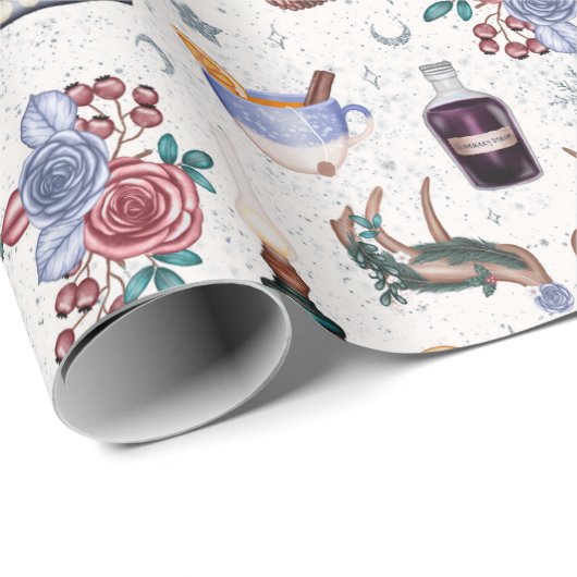 Witchy Yule kerstagepapier Cadeaupapier (Rol Hoek)