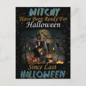 Witchy zegt fijne Halloween wenskaart Briefkaart (Voorkant)