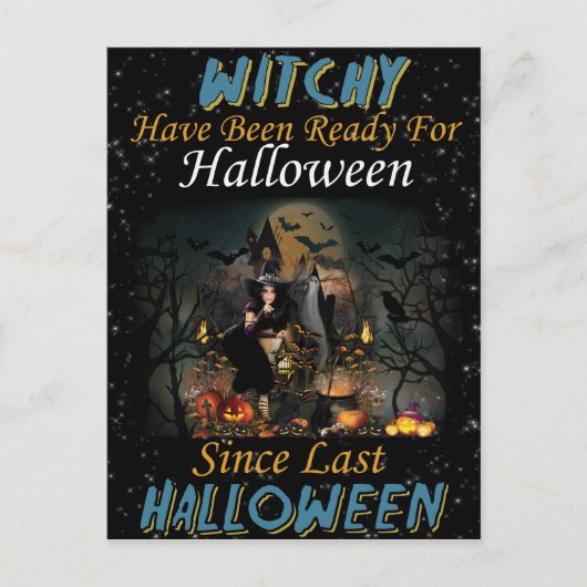 Witchy zegt fijne Halloween wenskaart Briefkaart (Voorkant)