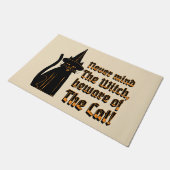 Witchy zwarte kat, heks is bekend,  deurmat (Schuin)