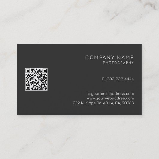 Witfotografie logo aangepaste moderne typografie visitekaartje (Achterkant)