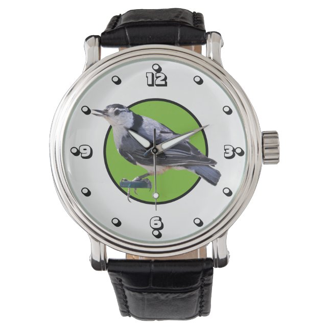 Witgebluste Nuthatch Horloge (Voorkant)