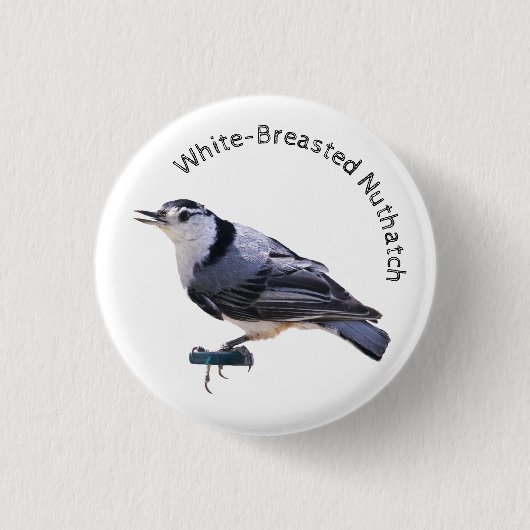 Witgebluste Nuthatch Ronde Button 3,2 Cm (Voorkant)
