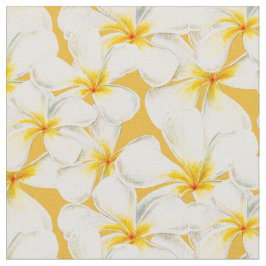 Witgeel goud frangipani waterverf tropisch stof