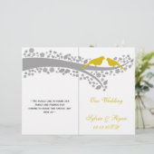 witgeel vedertje gevouwen bruiloft (Staand voorkant)