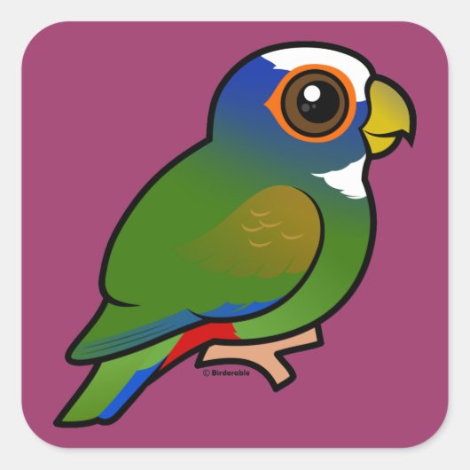 Witgekroonde papegaai vierkante sticker (Voorkant)