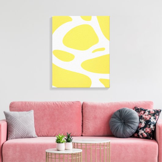Witgele abstracte canvasafdruk canvas afdruk (Insitu (Woonkamer))