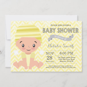 Witgele baby shower uitnodiging