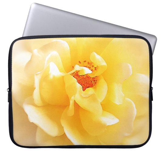 Witgele rozenzachte lichtkleuren laptop sleeve (Voorkant)