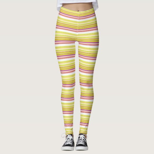 Witgele strepen leggings (Voorkant)