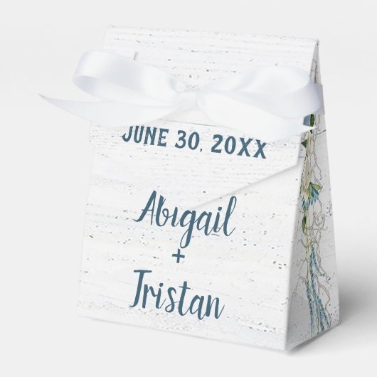 Witgeschilderd hout met trouwbloemen bedankdoosjes (Voorkant Zijde)