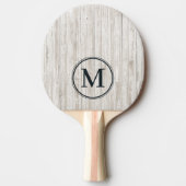 Witgeschilderd Houten Monogram Tafeltennisbatje (Voorkant)