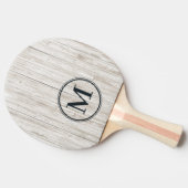 Witgeschilderd Houten Monogram Tafeltennisbatje (Zijkant)