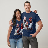 Witgevederde Drie-Franse-Hennen T-shirt (Unisex)