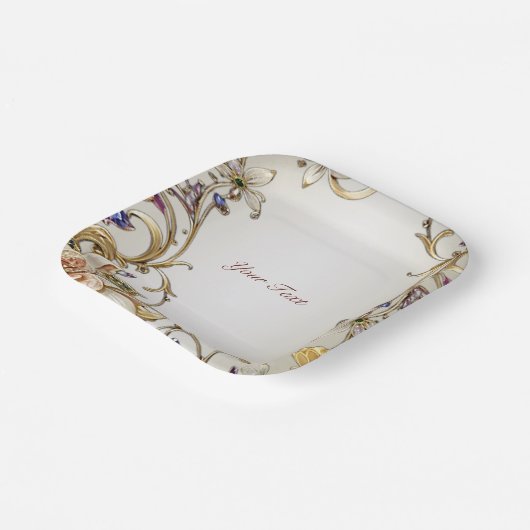 Witgoud bloemenpapier Bord (Gebogen)