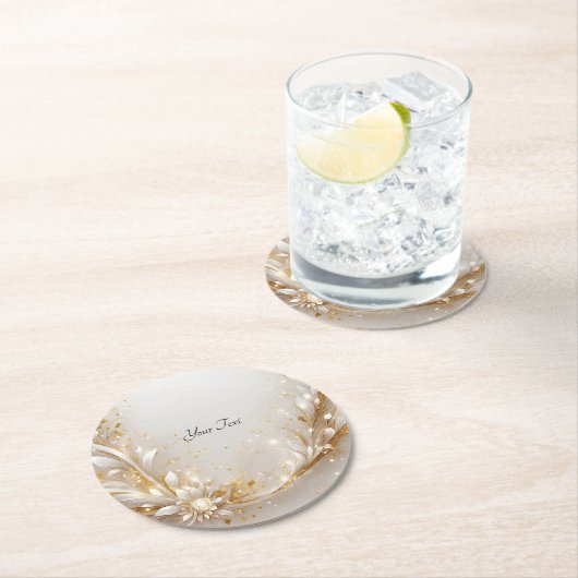 Witgoud bloemenpapier Onderzetter (Insitu)