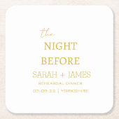Witgoud de avond voor repetitie diner feest kartonnen onderzetters (Voorkant)