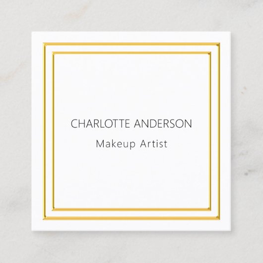 Witgoud elegante minimalistische QR-code Vierkante Visitekaartje (Voorkant)