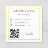 Witgoud elegante minimalistische QR-code Vierkante Visitekaartje (Achterkant)