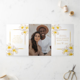 Witgoud Frangipani bloemen bruiloft Drieluik Programma