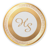 Witgoud gepersonaliseerd monogram keramische knop (Voorkant)