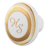 Witgoud gepersonaliseerd monogram keramische knop (Rechts)