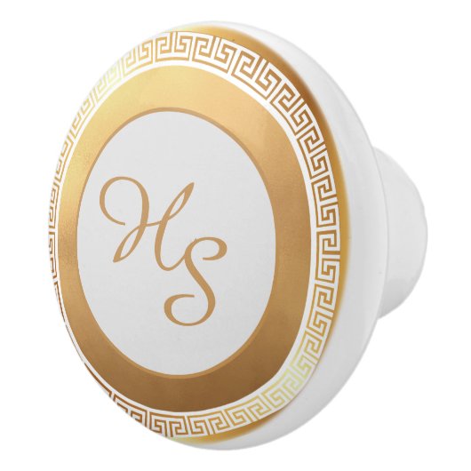 Witgoud gepersonaliseerd monogram keramische knop (Rechts)