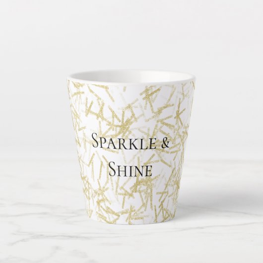 Witgoud Glam Glitzy Schittering Latte Mok (Voorkant)