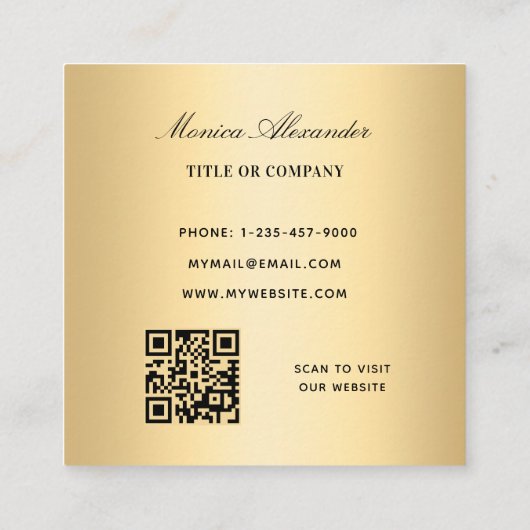 Witgoud logo foto QR-code Vierkante Visitekaartje (Achterkant)