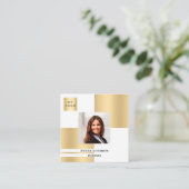 Witgoud logo foto QR-code Vierkante Visitekaartje (Staand voorkant)