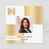 Witgoud logo foto QR-code Vierkante Visitekaartje (Voorkant)