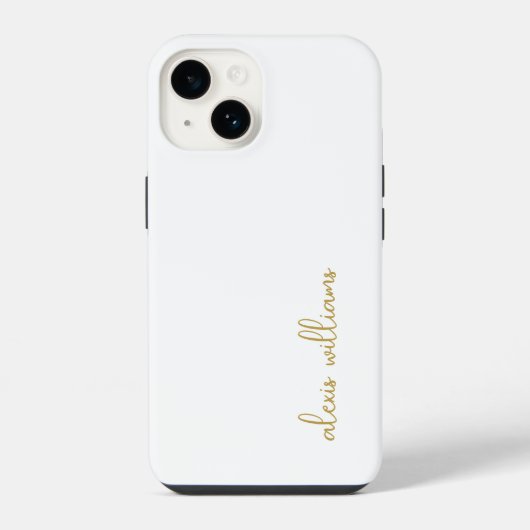 Witgoud minimalistisch script handtekening monogra iPhone hoesje (Achterkant)