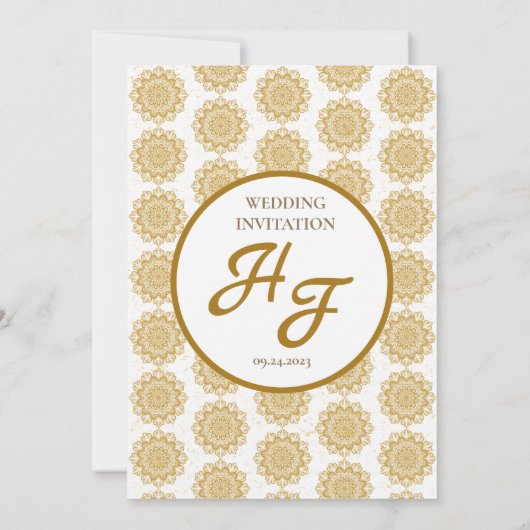 Witgoud Modern  Nikah Moslim Bruiloft Kaart (Achterkant)