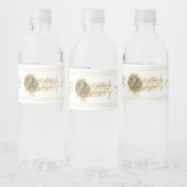  witgoud monogram bruiloft waterfles etiket (Flessen)