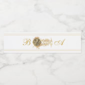  witgoud monogram bruiloft waterfles etiket (Enkel label)