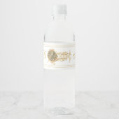  witgoud monogram bruiloft waterfles etiket (Voorkant)