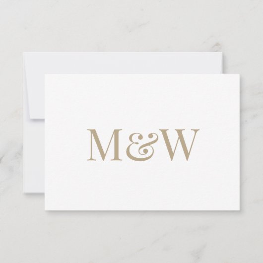Witgoud Monogram Moderne Bruiloft RSVP (Achterkant)